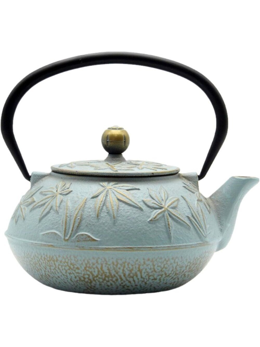 Blue Cast Iron Kitchen Japanese Teapot 30.4oz Stovetop Maple Leaves  Infuser